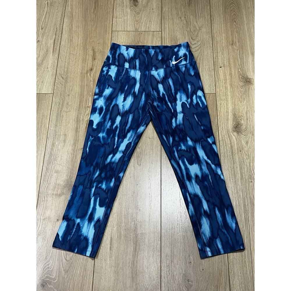 Nike Legend Dri-FIT Cropped Leggings XS Blue Print Athletic RN-56323-CA#05553